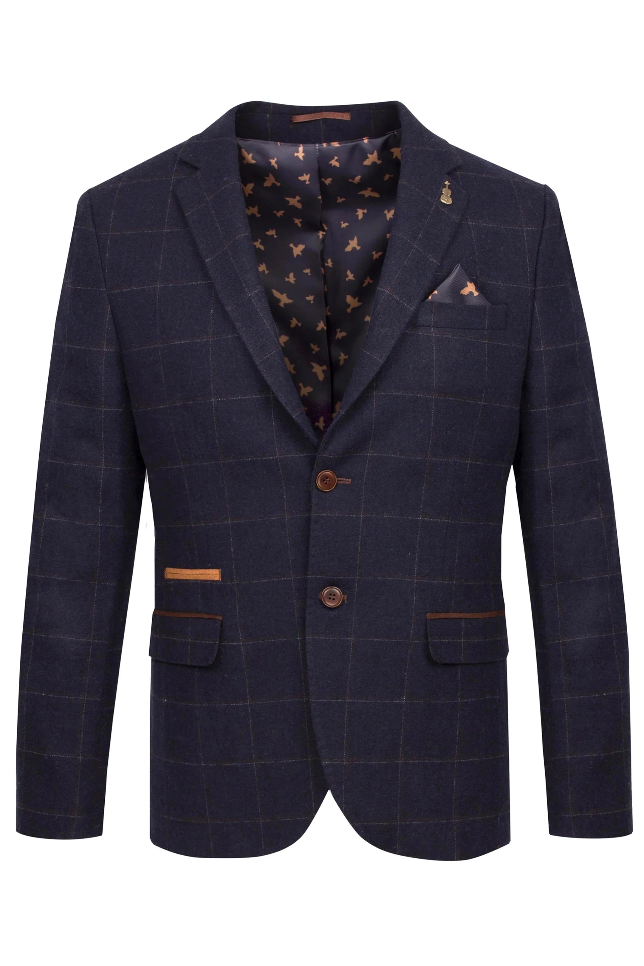 Windowpane Check Navy 3 Piece Suit