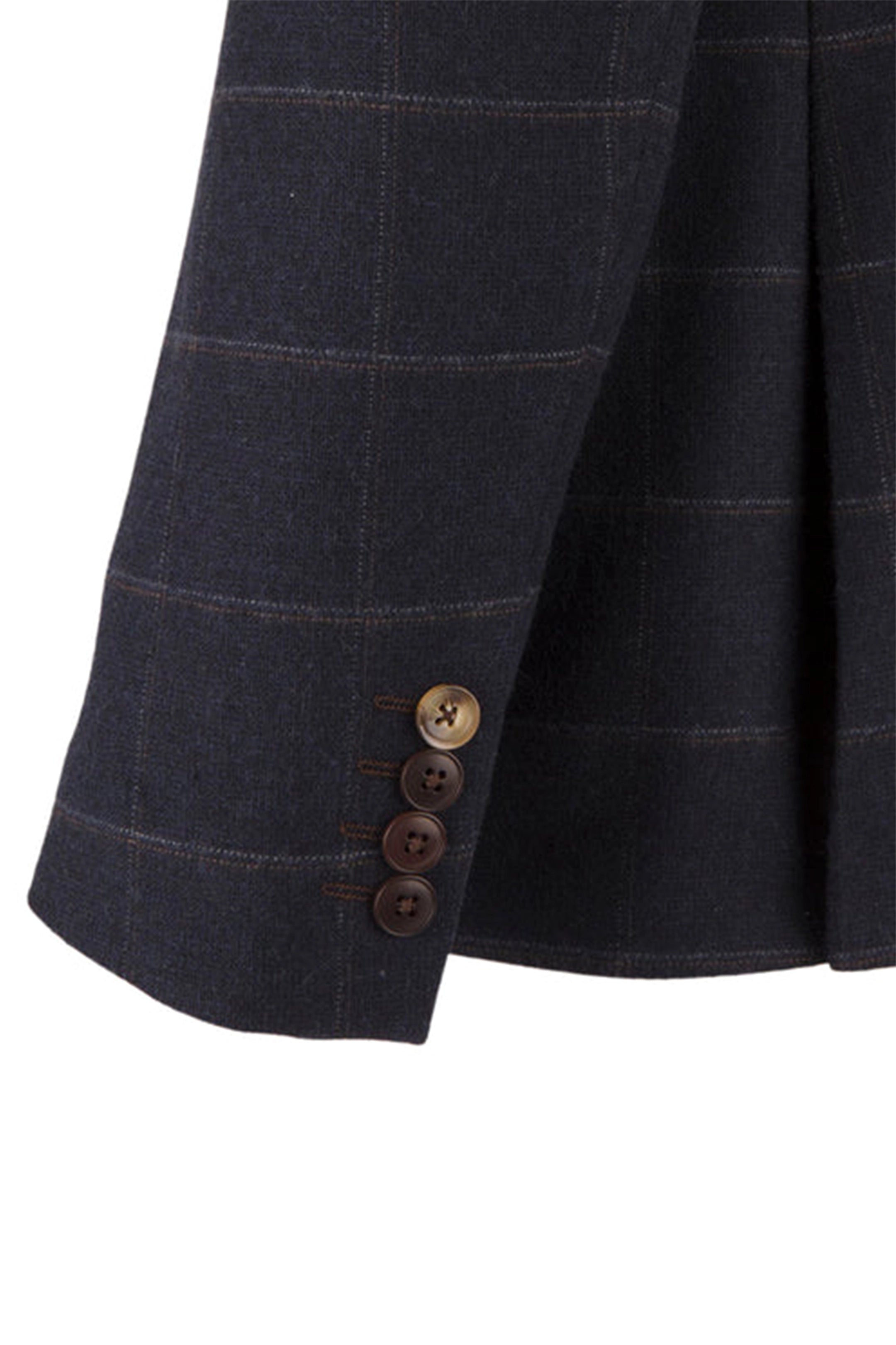 Windowpane Check Navy 3 Piece Suit