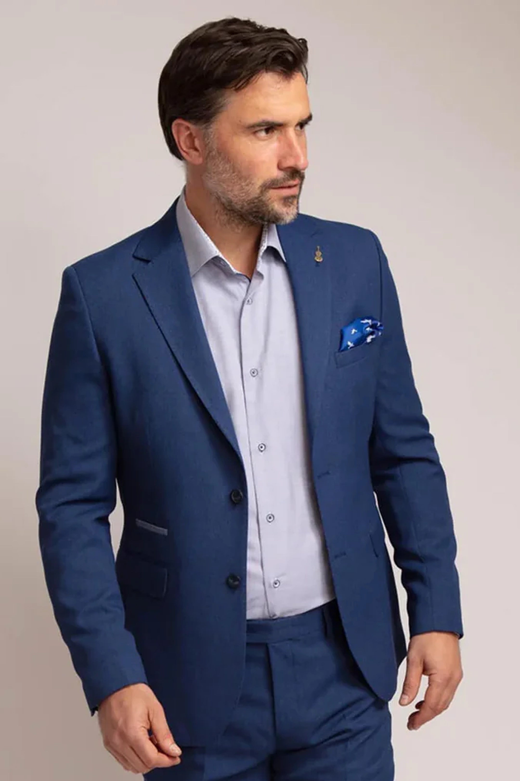 Fratelli Uniti 1054 Smart Sharp Textured Blue Blazer