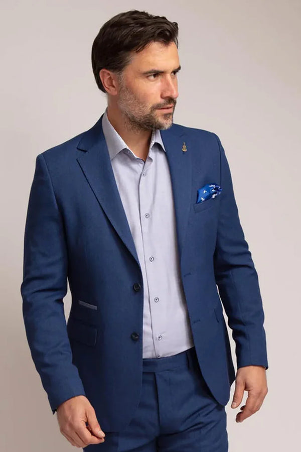 Fratelli Uniti 1054 Smart Sharp Textured Blue Blazer