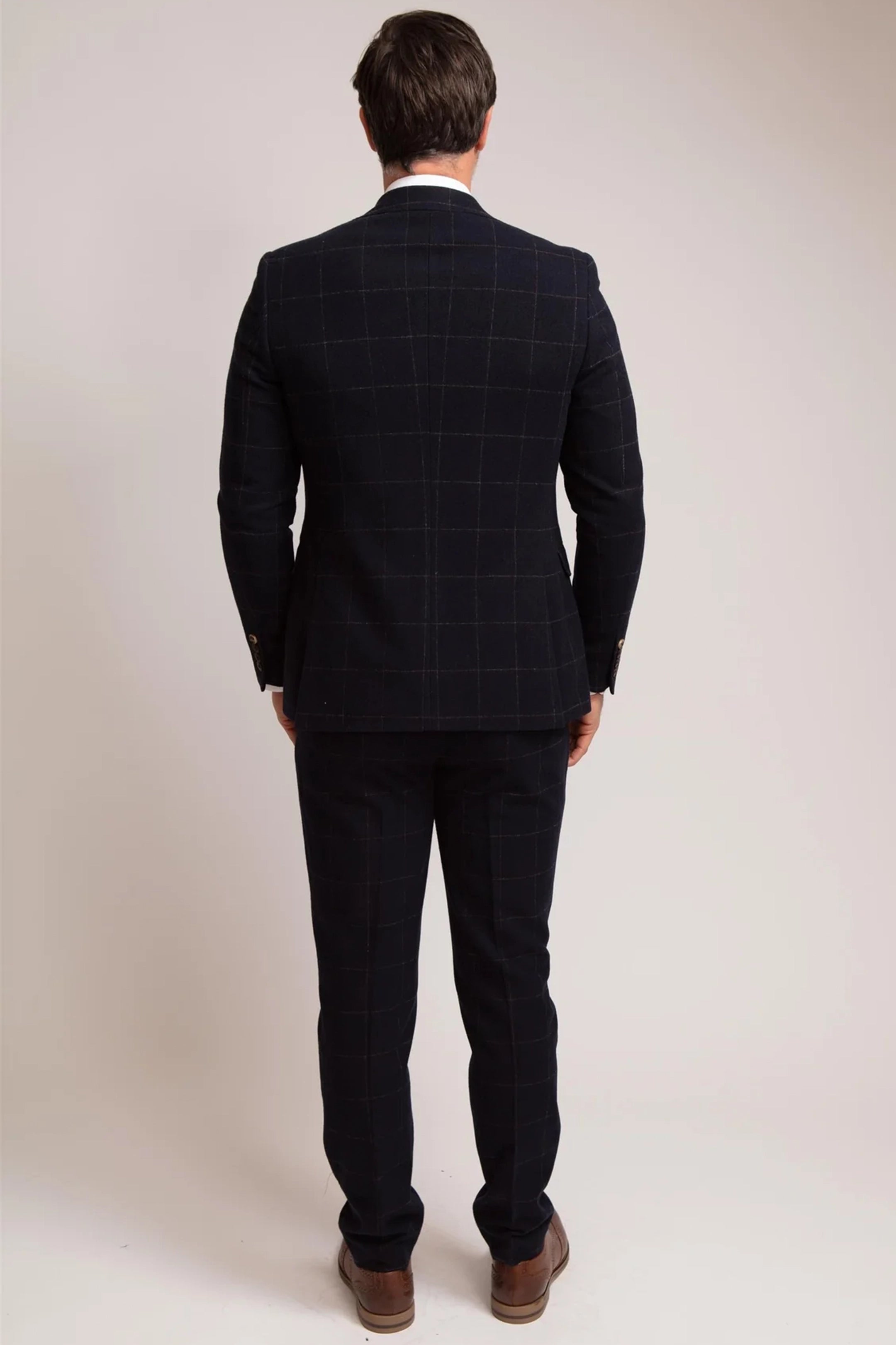 Windowpane Check Navy 3 Piece Suit