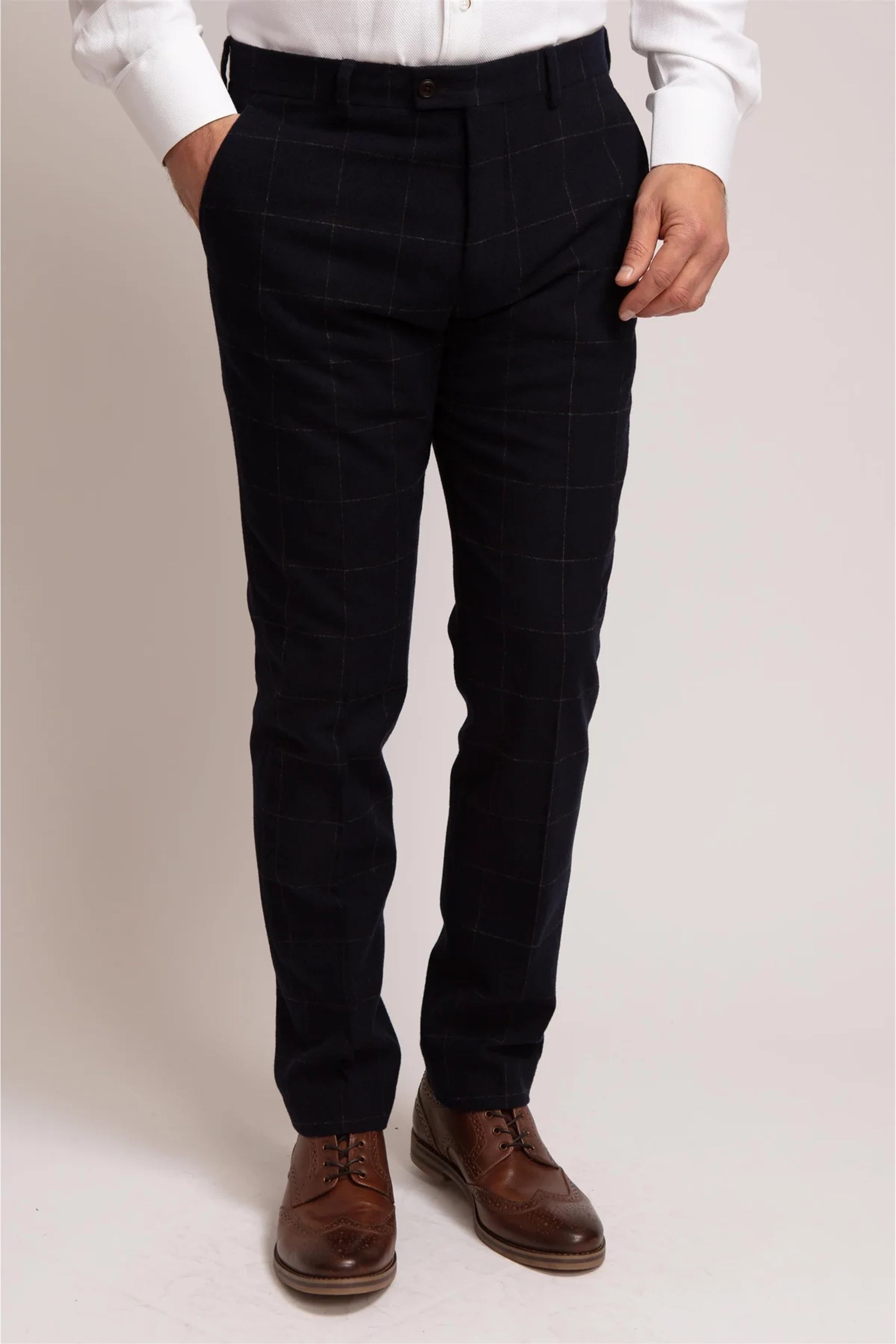 Windowpane Check Navy 3 Piece Suit