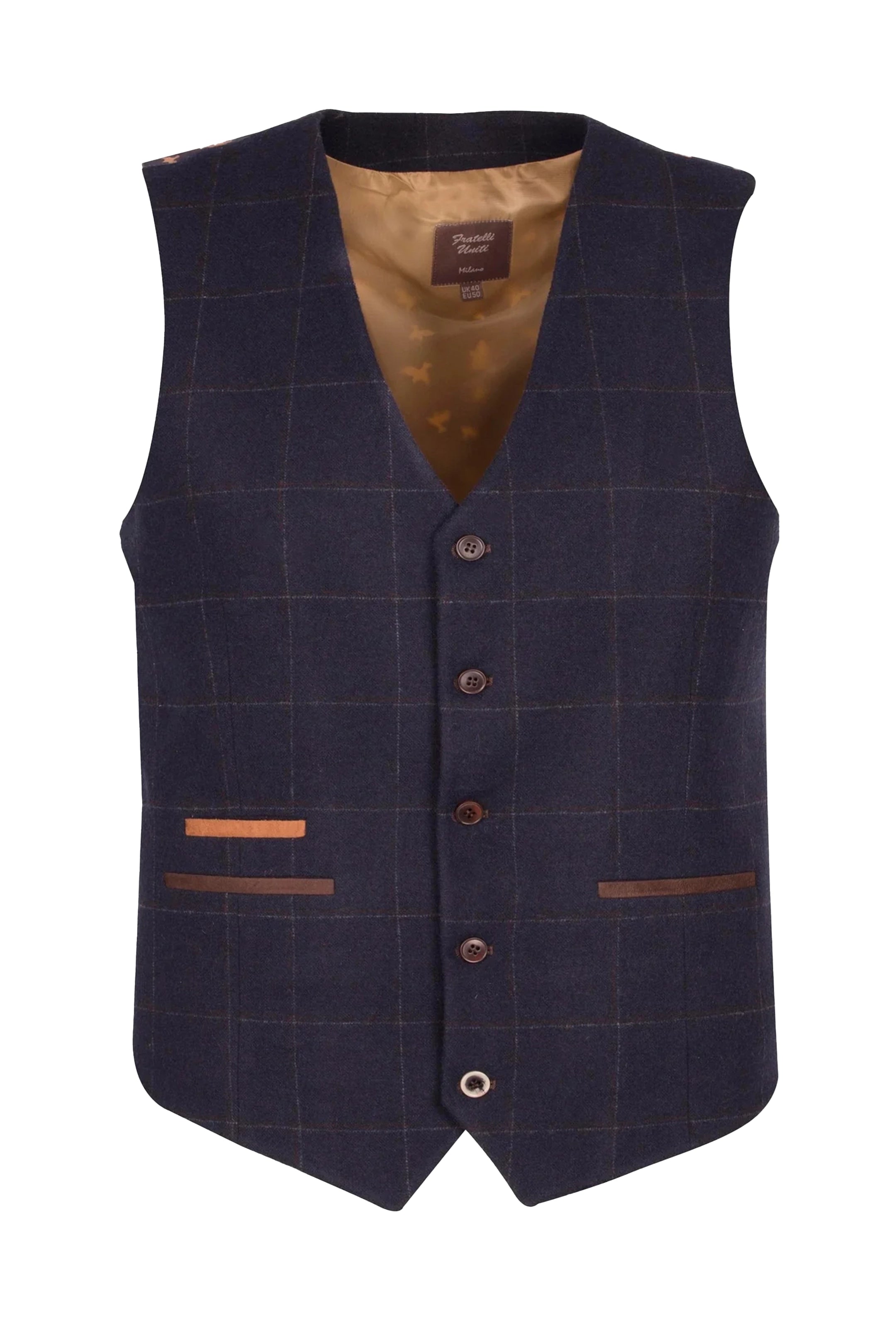 Windowpane Check Navy 3 Piece Suit