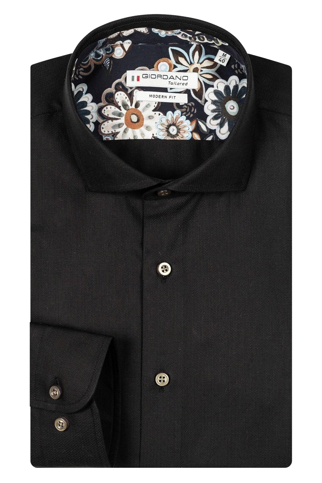 Giordano Black Herringbone Shirt