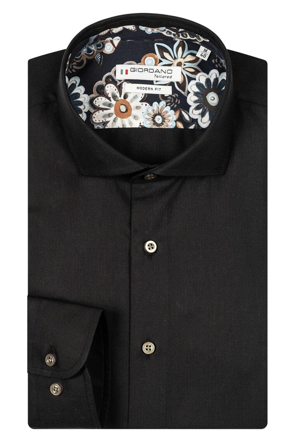 Giordano Black Herringbone Shirt