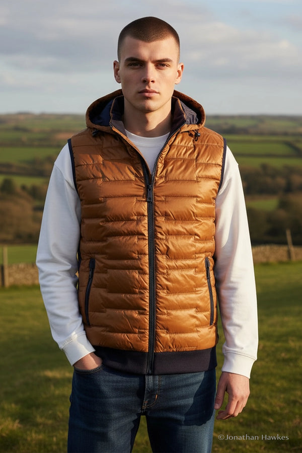 Giordano Gold & Navy Hybrid Body Warmer