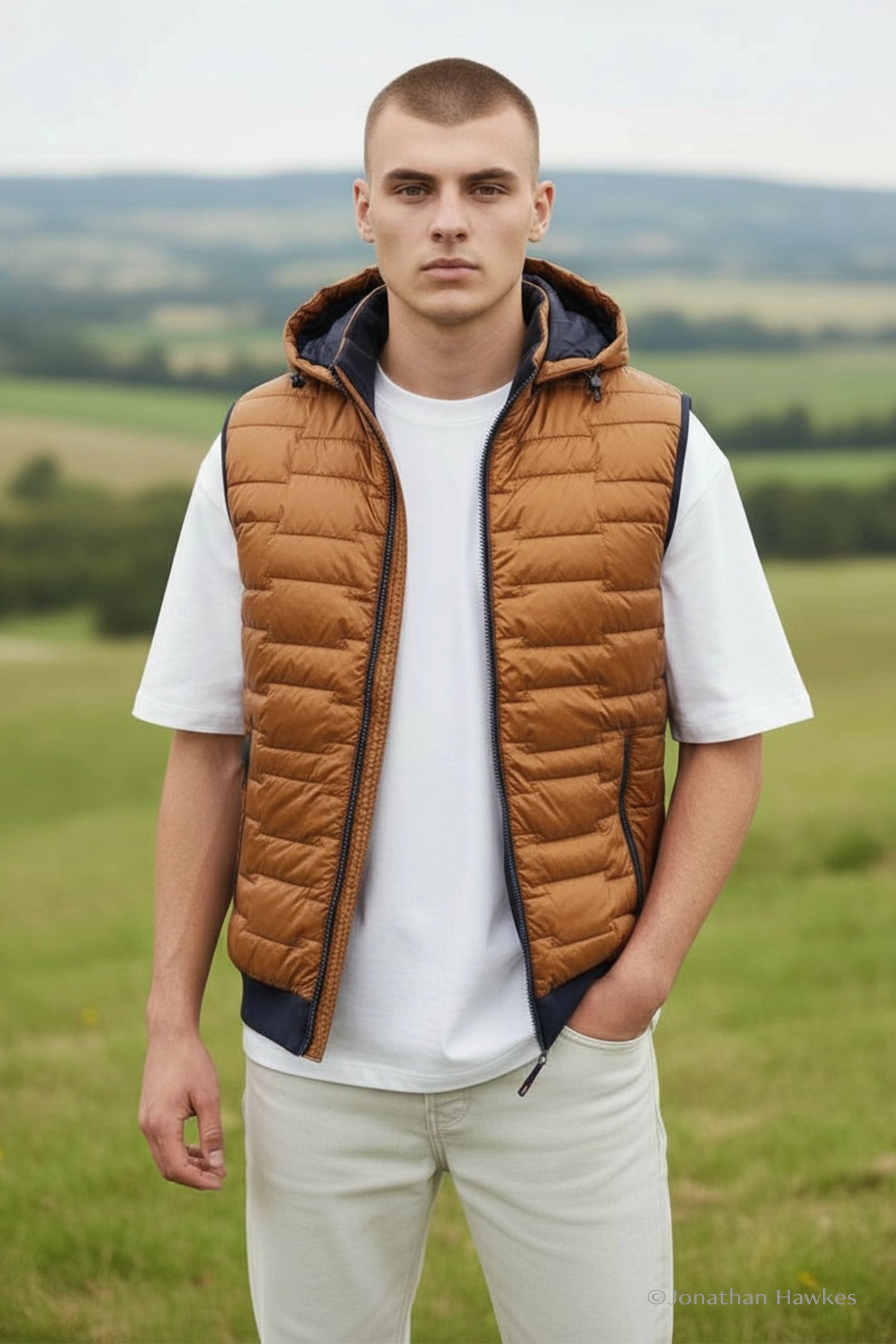 Giordano Gold & Navy Hybrid Body Warmer