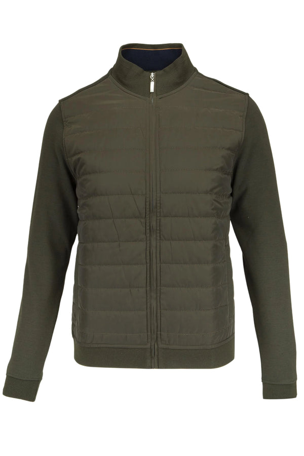 Guide London Zip Thru Quilted Front Khaki Jacket