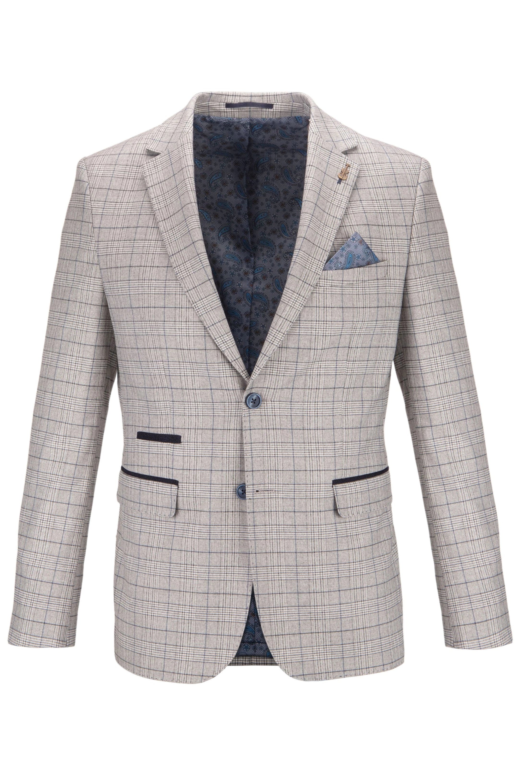Stone Multi-Checked 3 Piece Suit