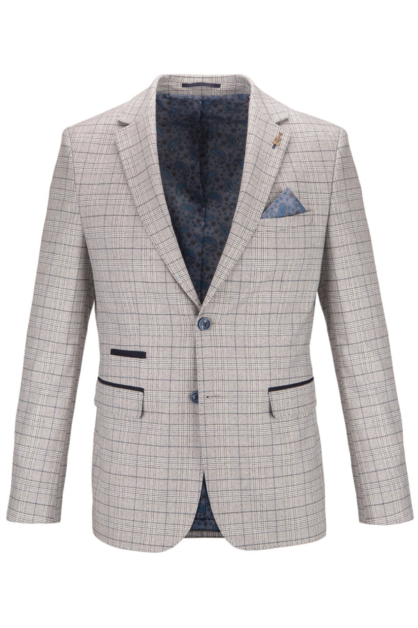 Stone Multi-Checked 3 Piece Suit