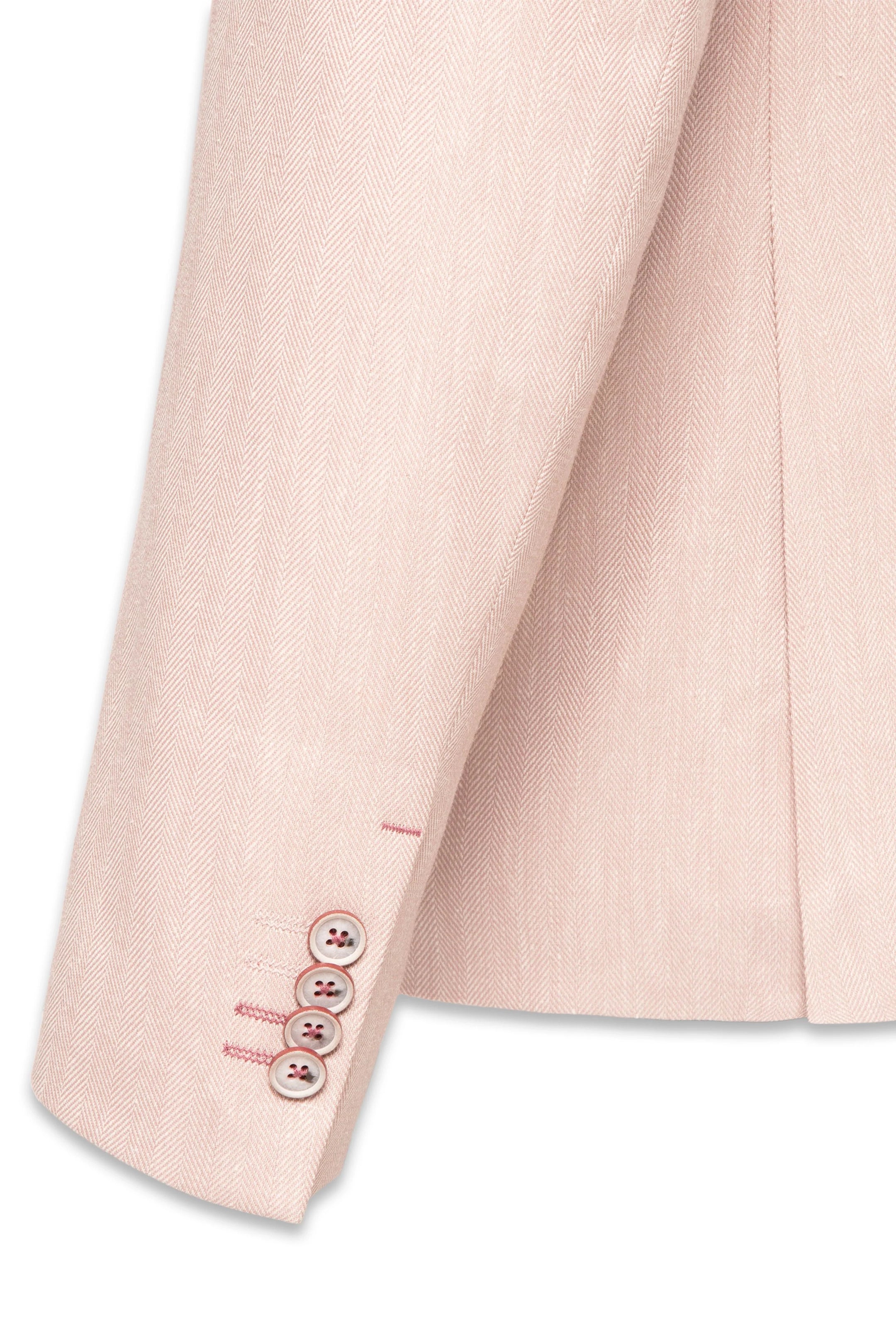 Guide London Linen Blend Soft Pink Herringbone Blazer