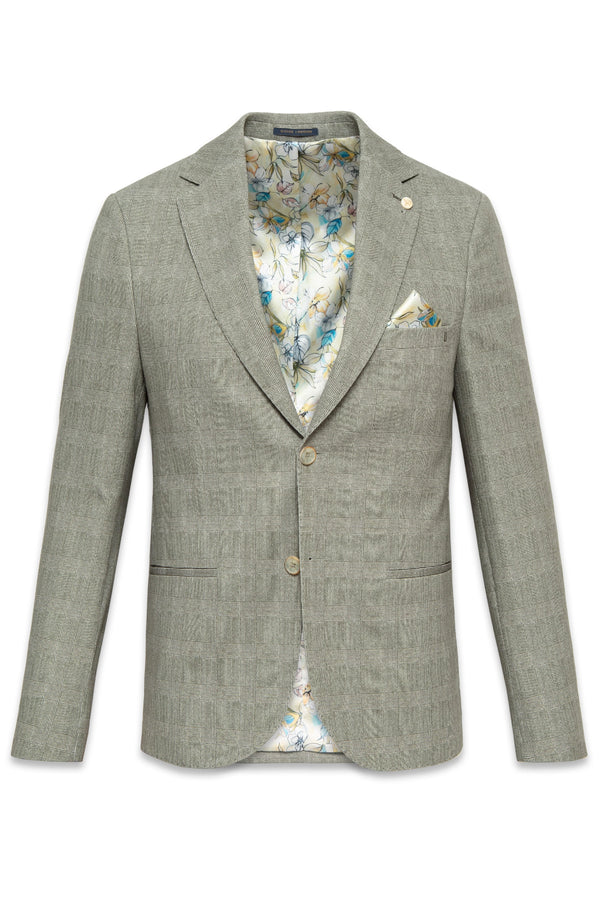 Guide London Green Prince of Wales Check Jersey Blazer