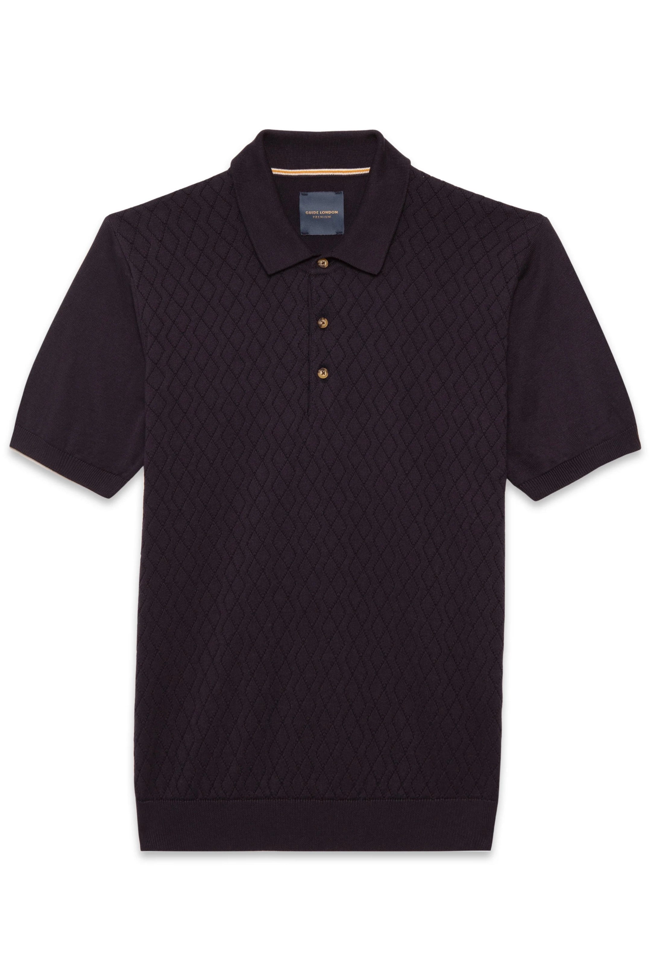 Guide London Short Sleeve Navy Geometric Knit