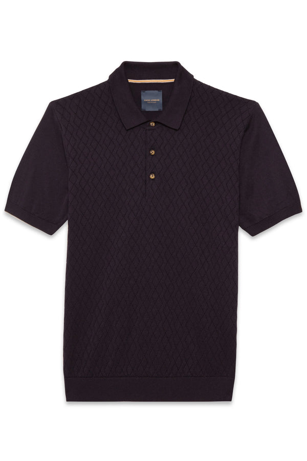 Guide London Short Sleeve Navy Geometric Knit