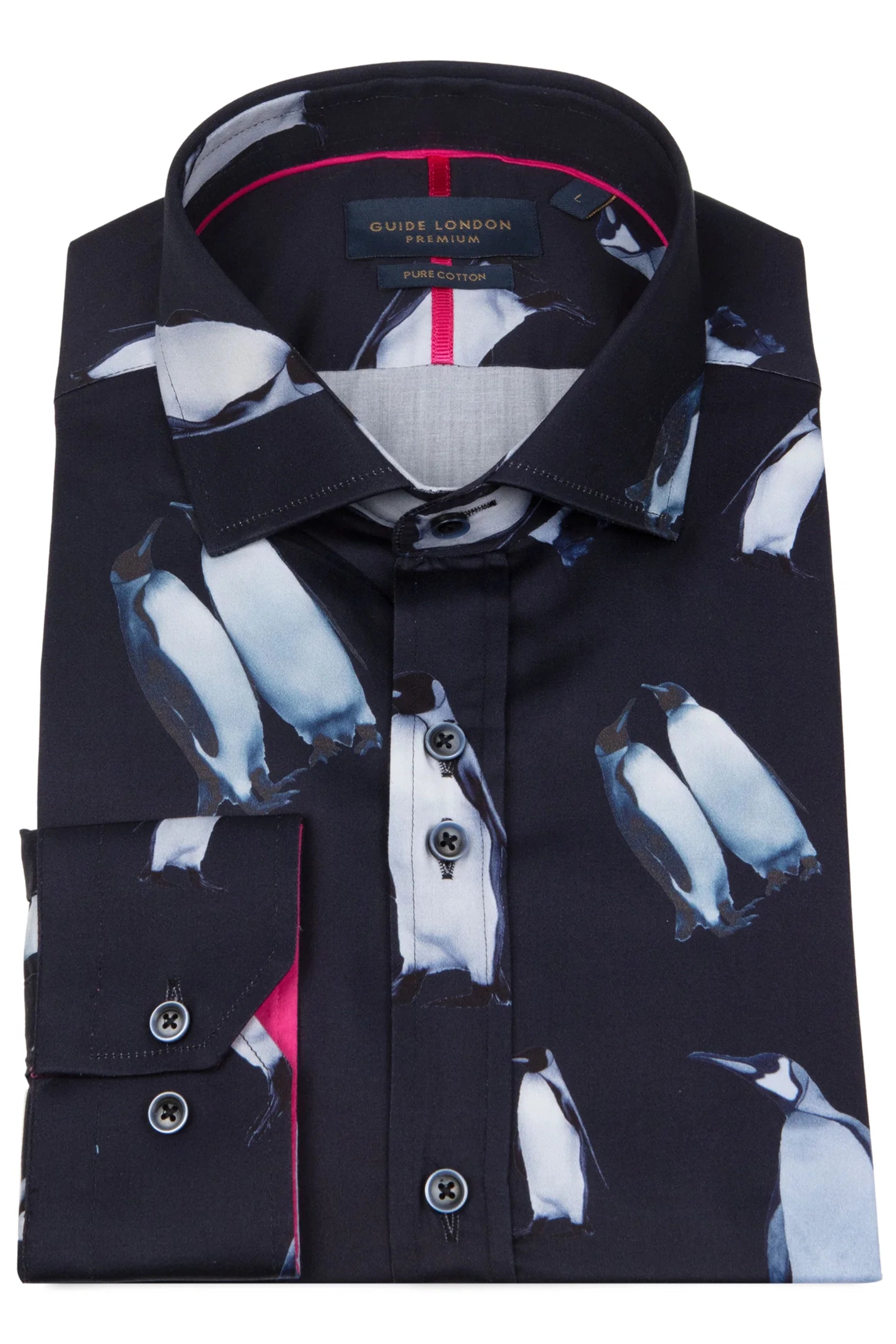Guide London Penguin Print Cotton Shirt