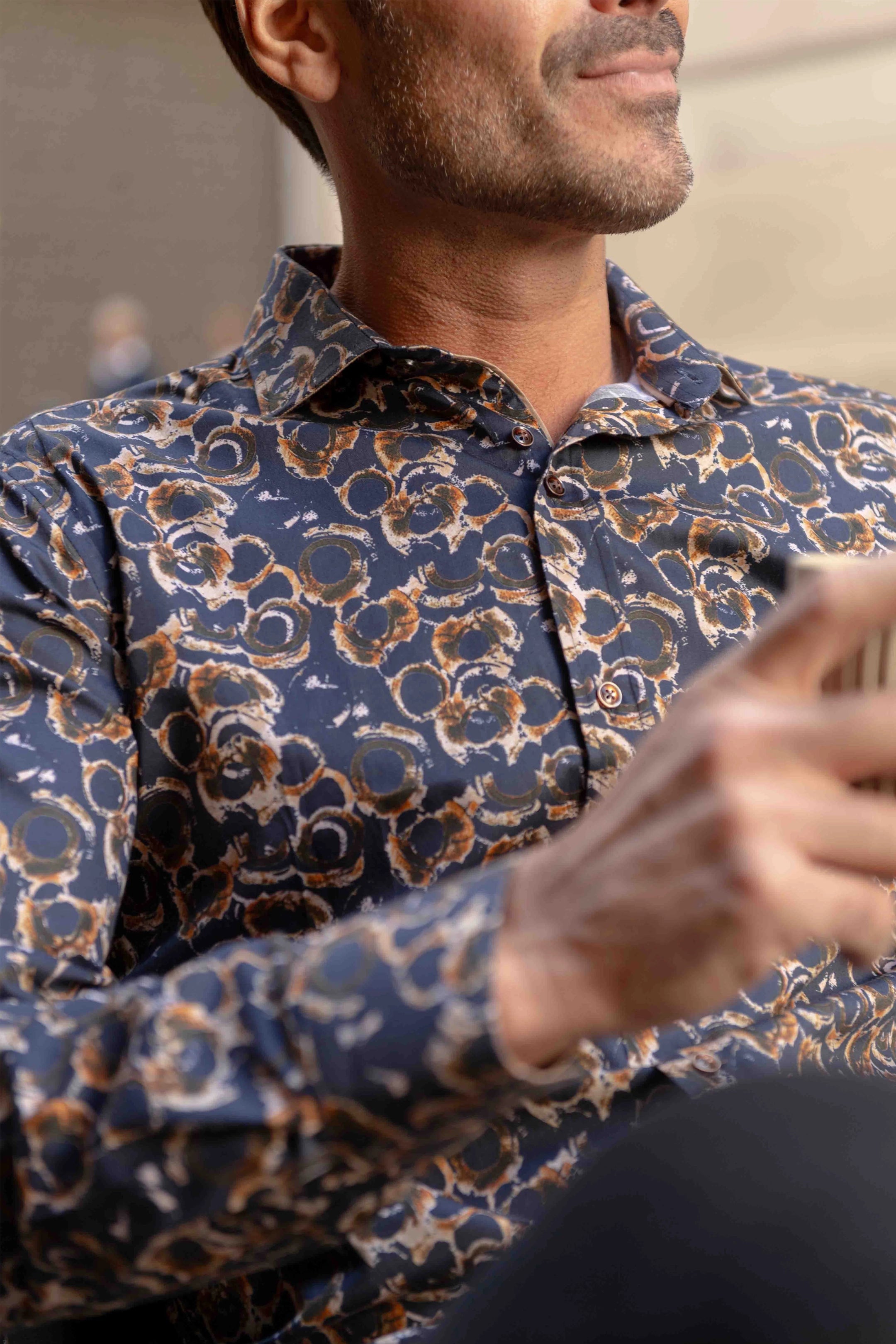 Guide London Navy with Abstract Motifs Shirt