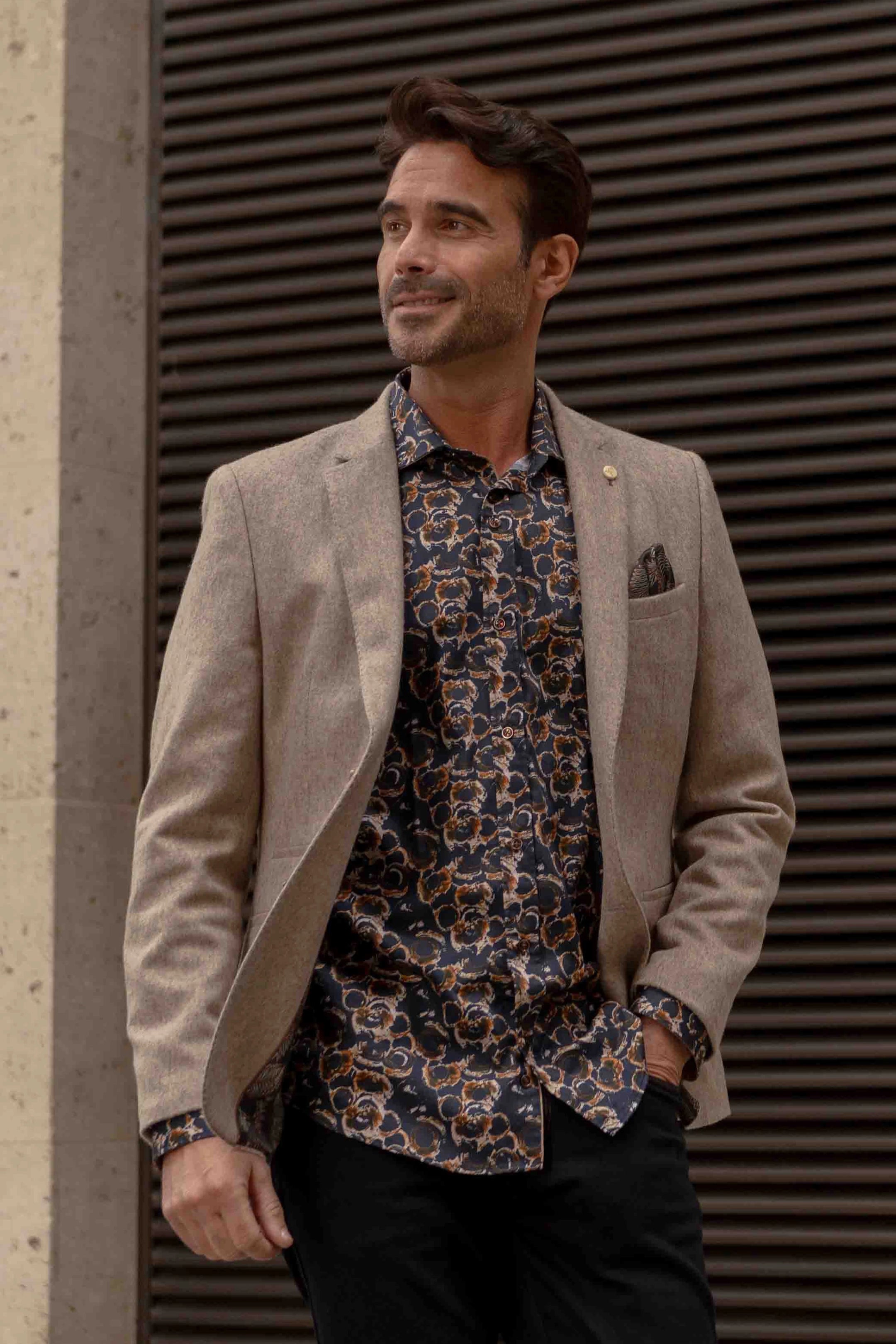 Guide London Navy with Abstract Motifs Shirt