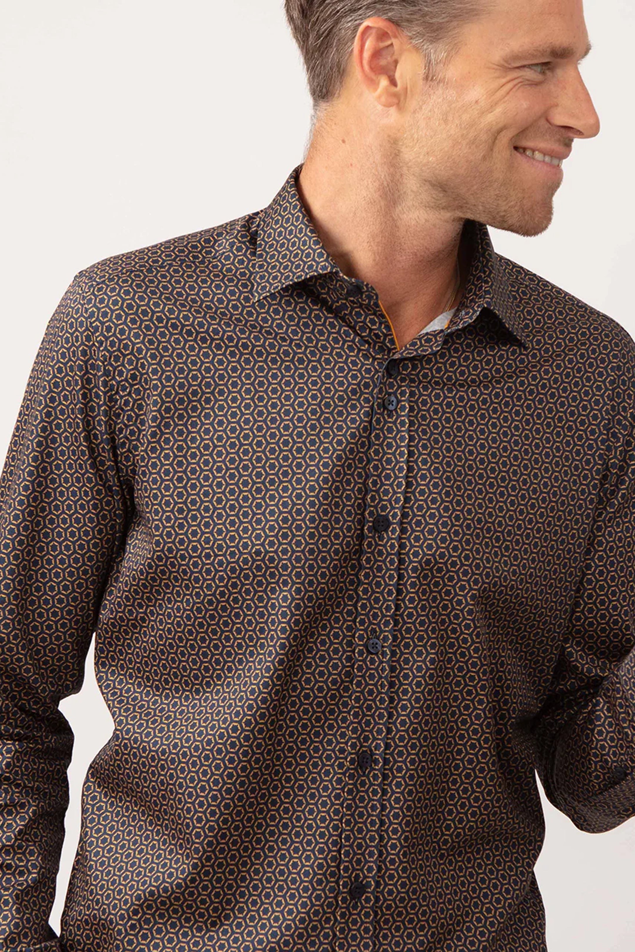 Guide London Geometric Pattern Cotton Shirt