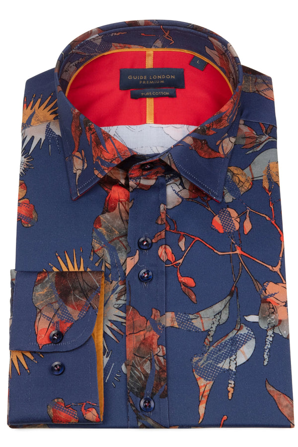 Guide London Abstract Leaf Pattern Shirt