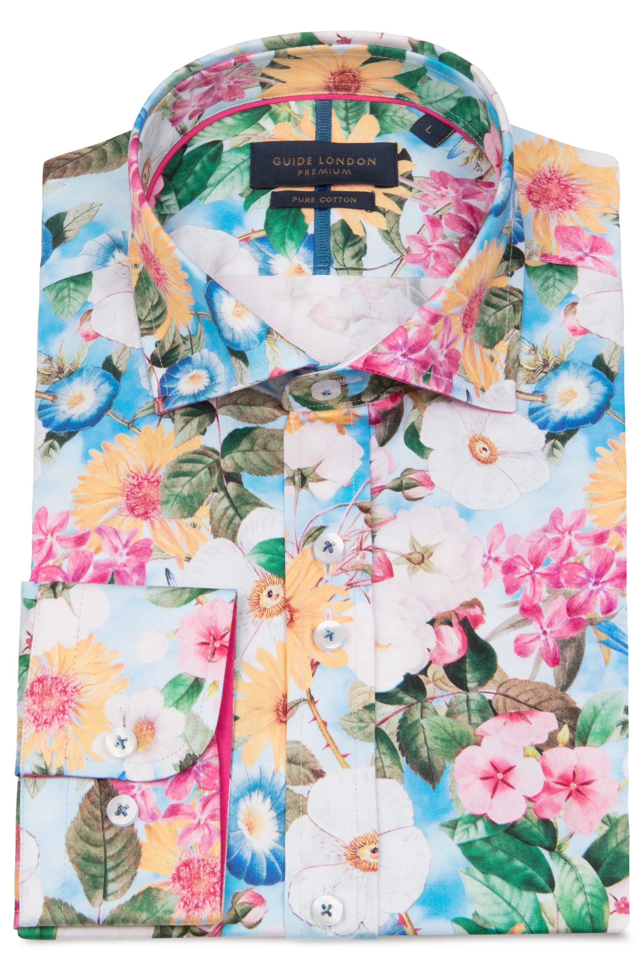 Guide London Vibrant Flower Print Cotton Shirt