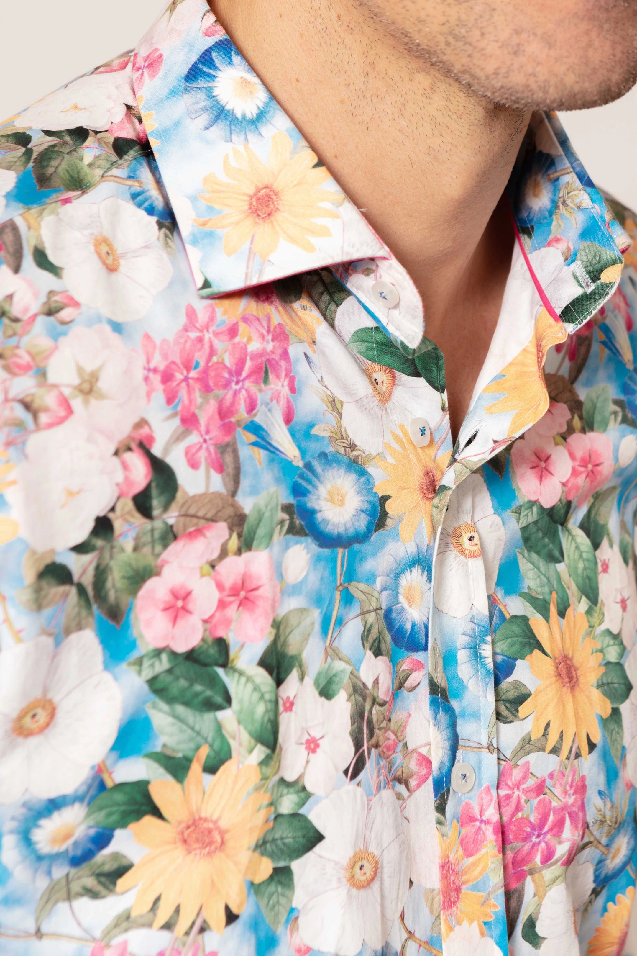 Guide London Vibrant Flower Print Cotton Shirt