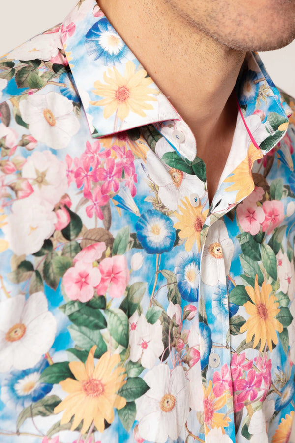 Guide London Vibrant Flower Print Cotton Shirt
