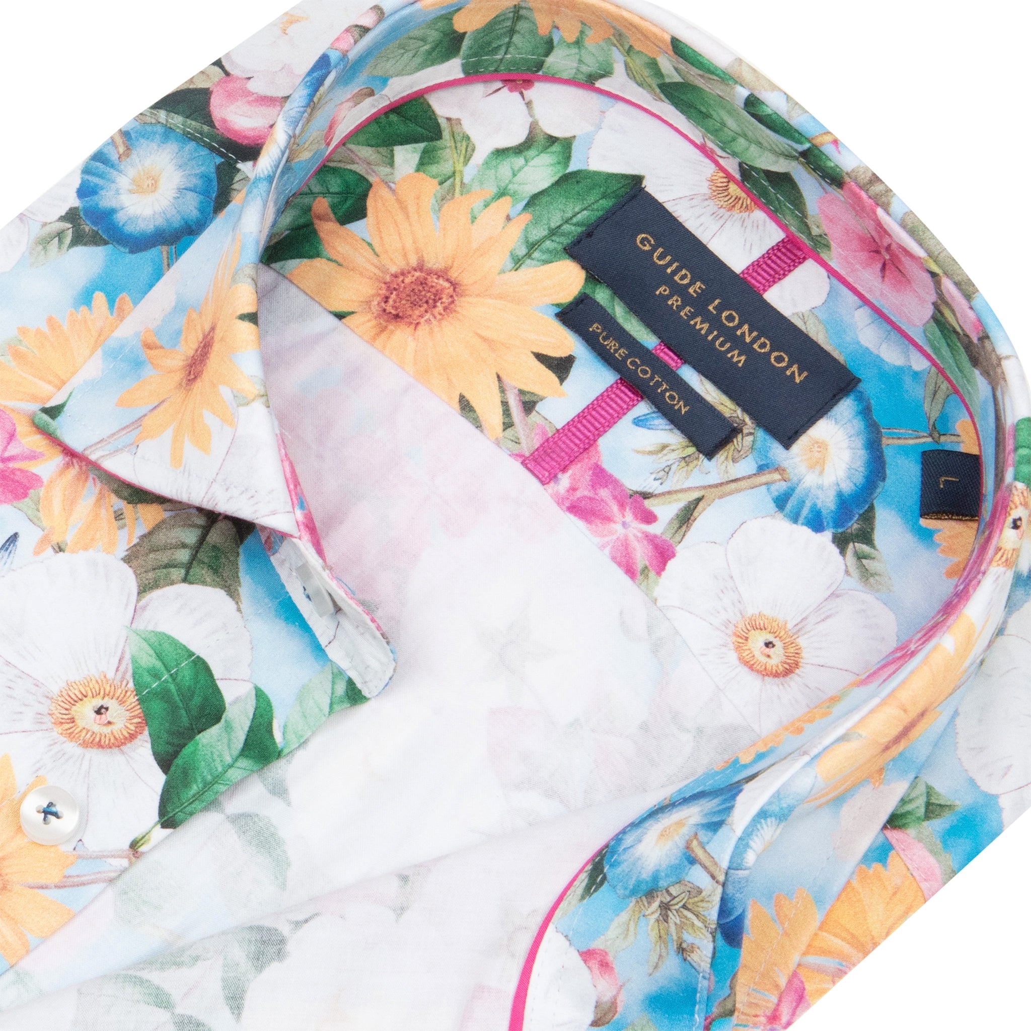 Guide London Vibrant Flower Print Cotton Shirt