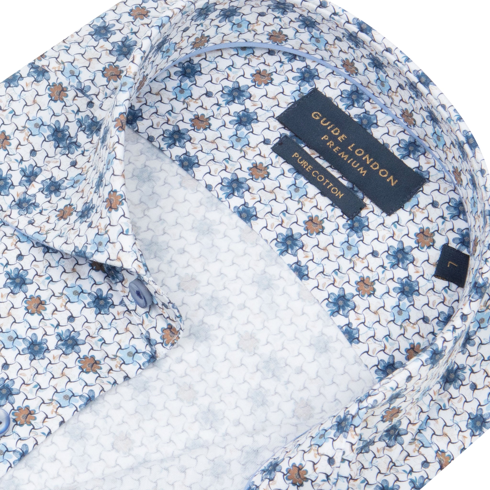 Guide London Blue and Tan Hexagon Shirt