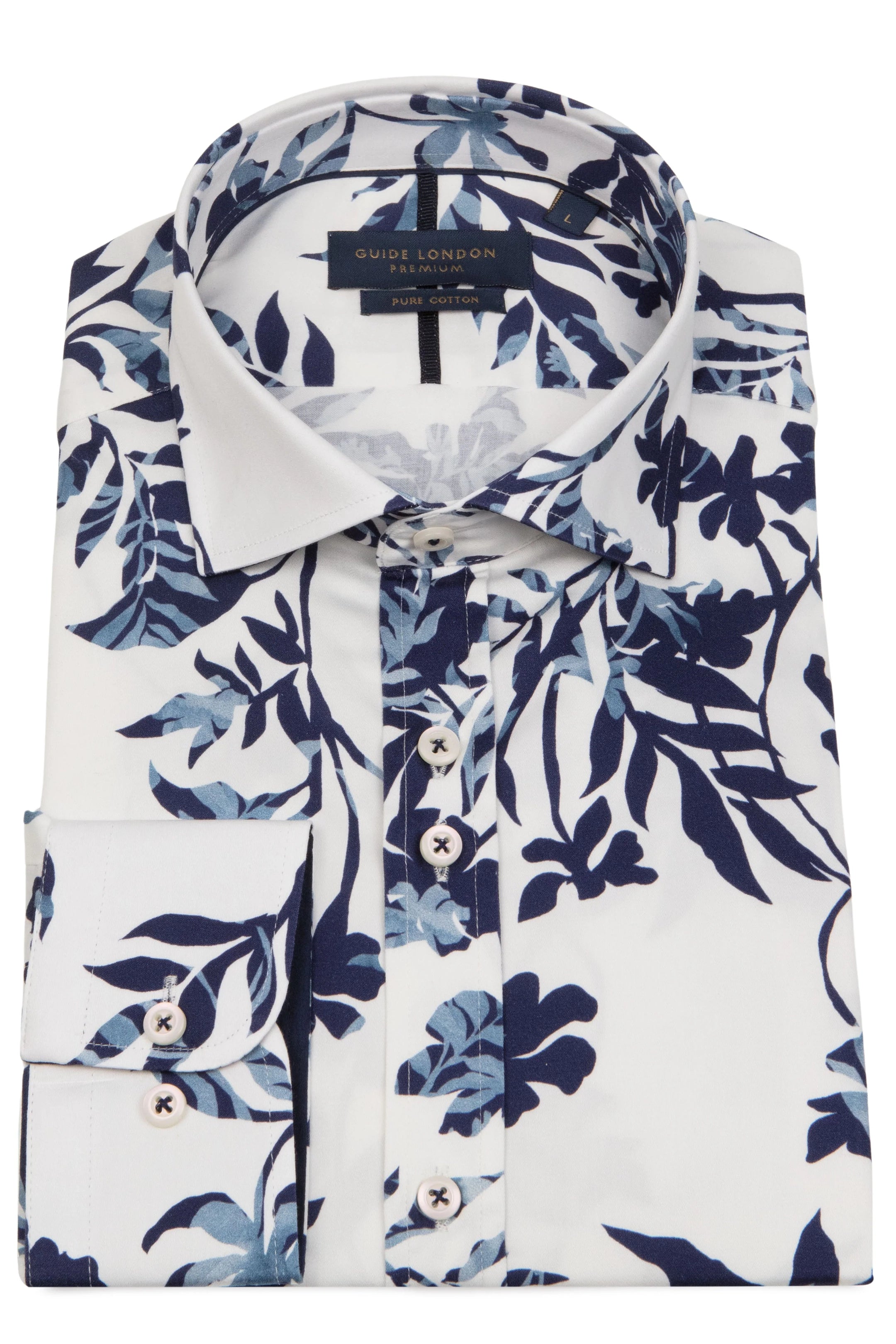 Guide London Shades of Blue on Crisp White Cotton Shirt