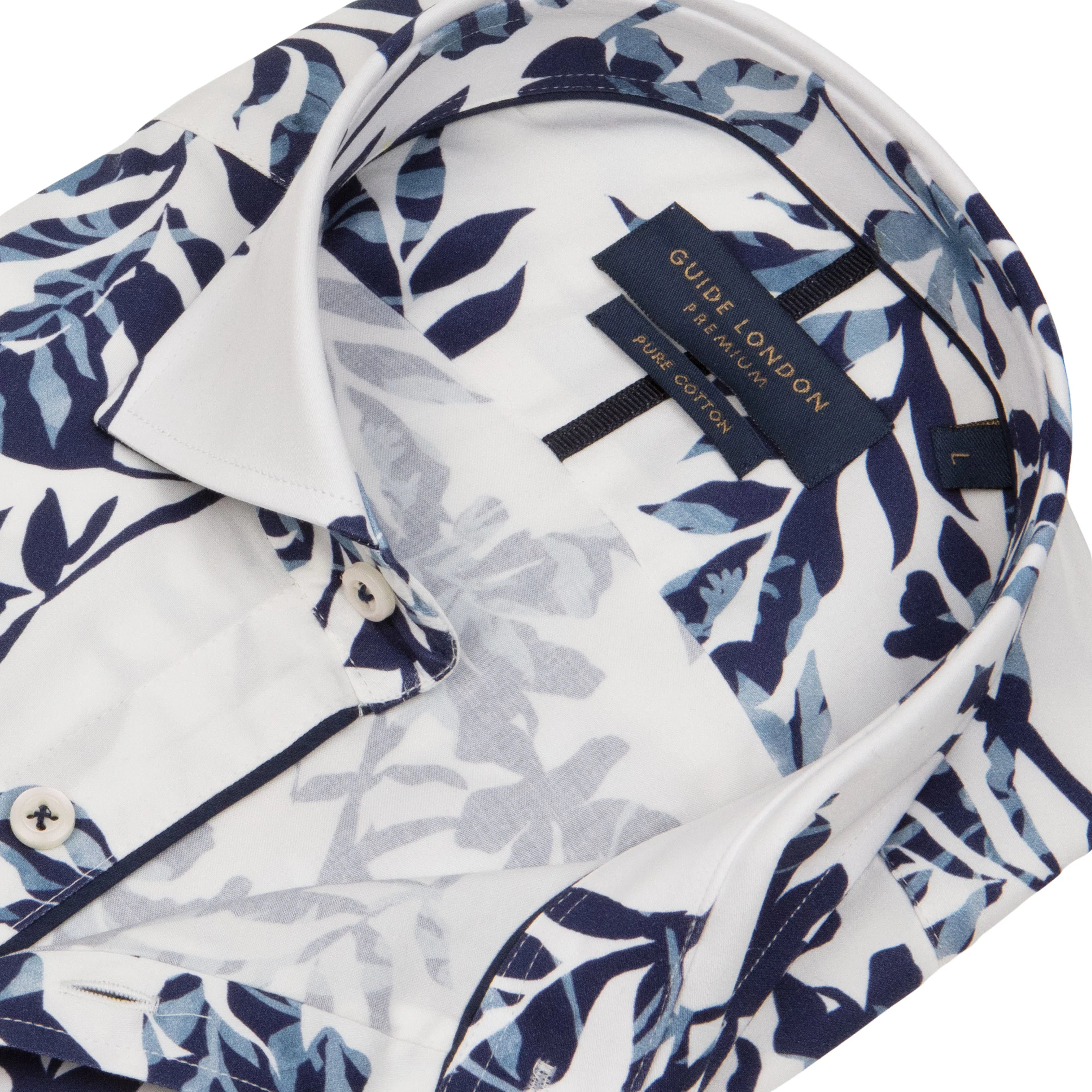 Guide London Shades of Blue on Crisp White Cotton Shirt