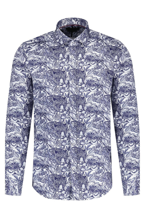 Guide London Wild Stencil White & Navy Shirt