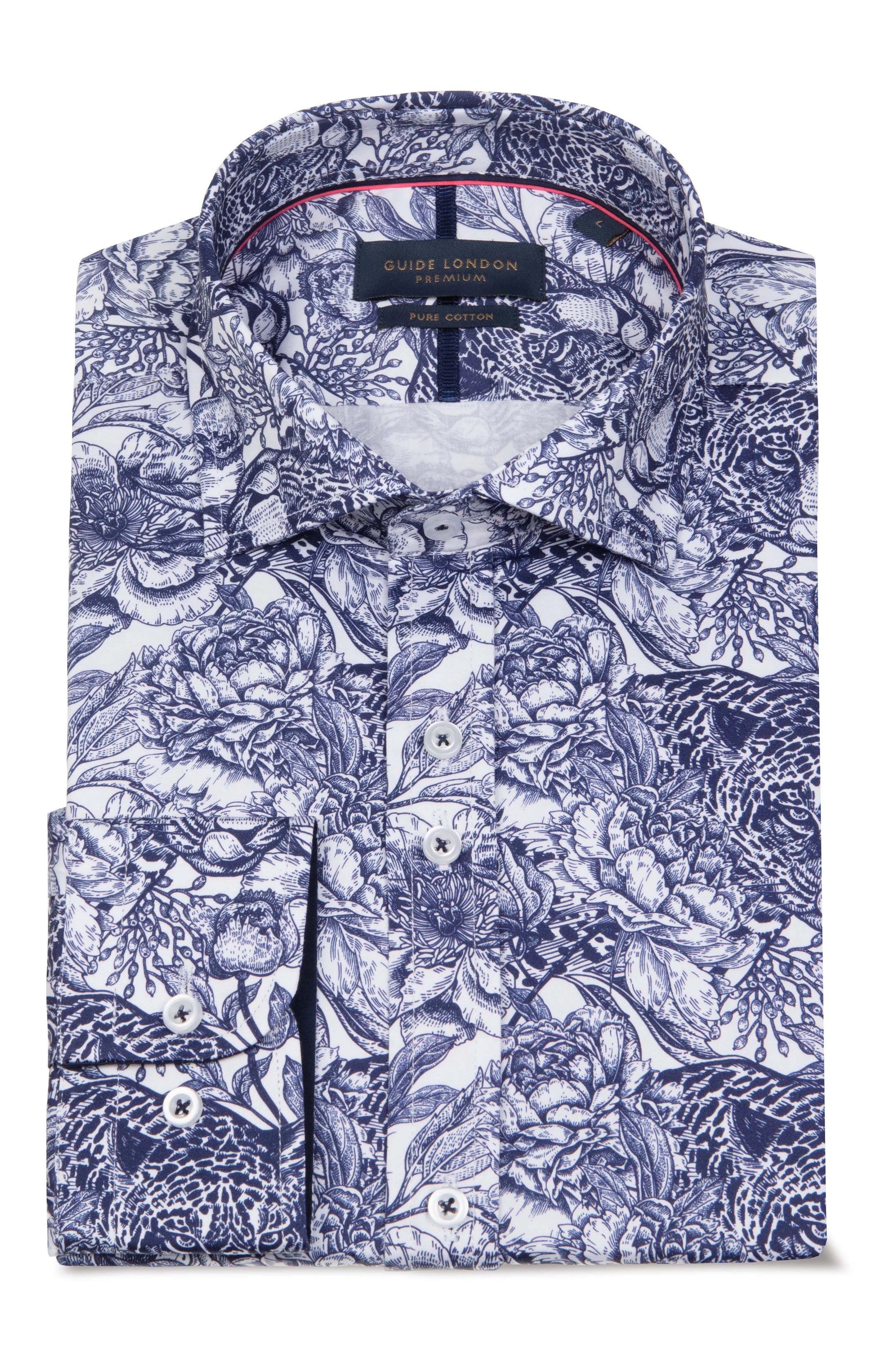 Guide London Wild Stencil White & Navy Shirt