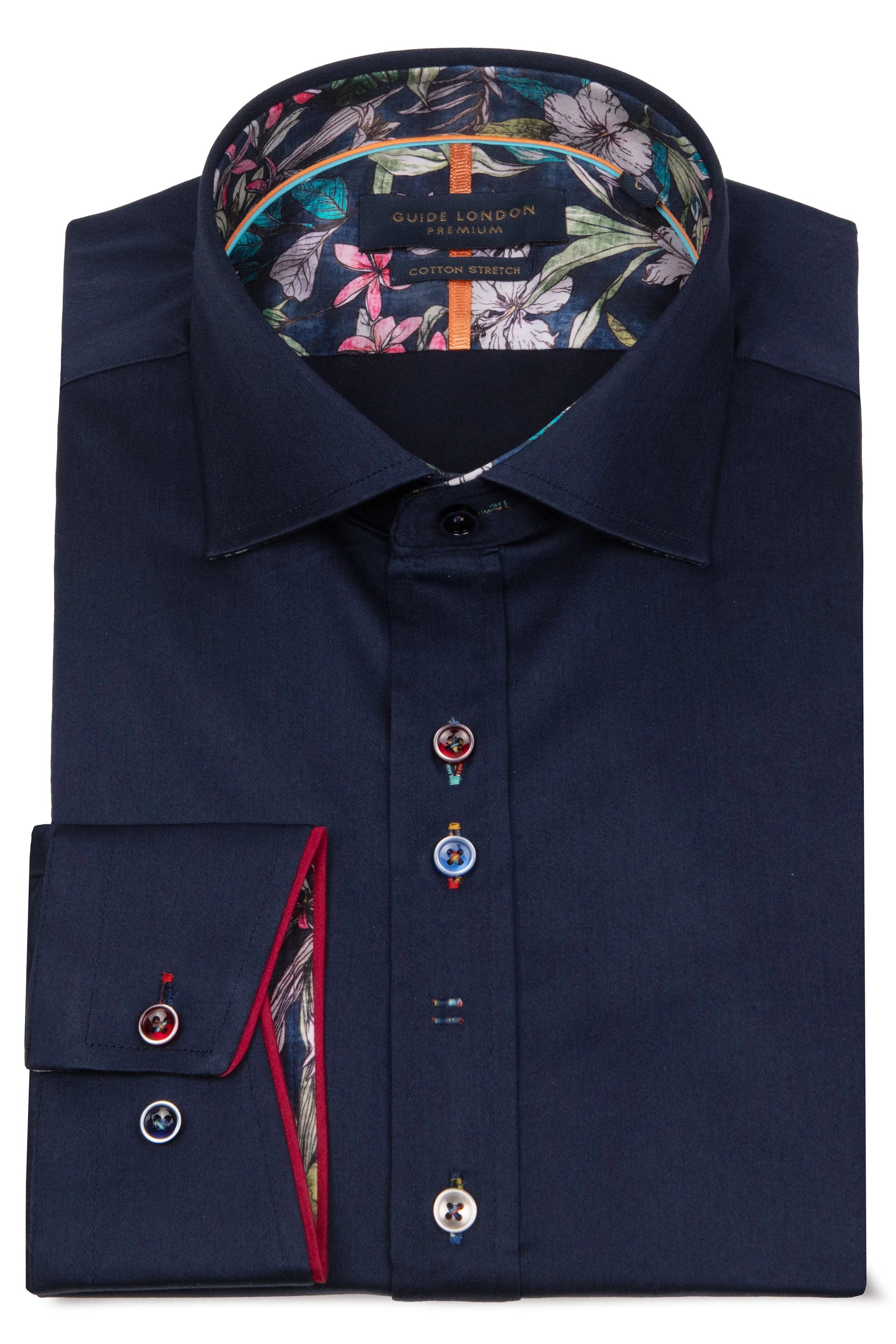 Guide London Leafy Charm Plain Navy Shirt