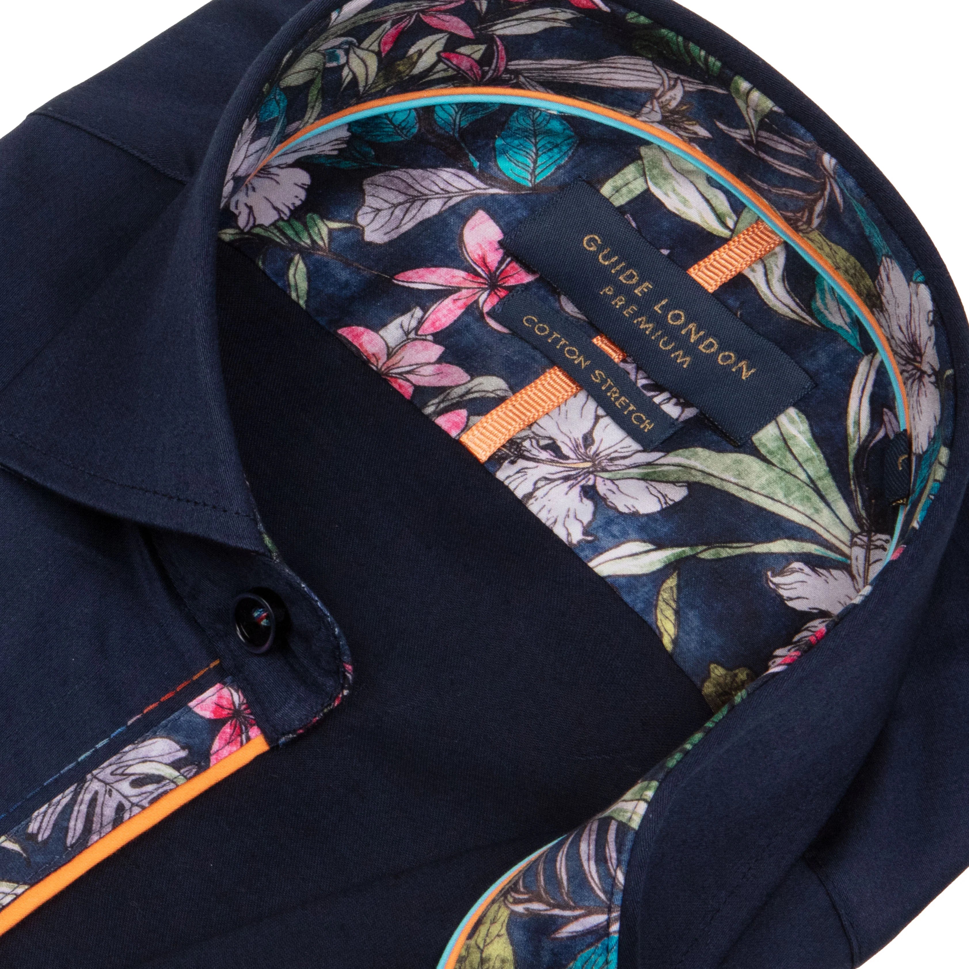 Guide London Leafy Charm Plain Navy Shirt