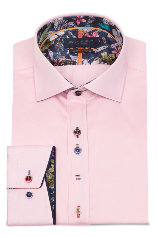 Guide London Leafy Charm Plain Pink Shirt