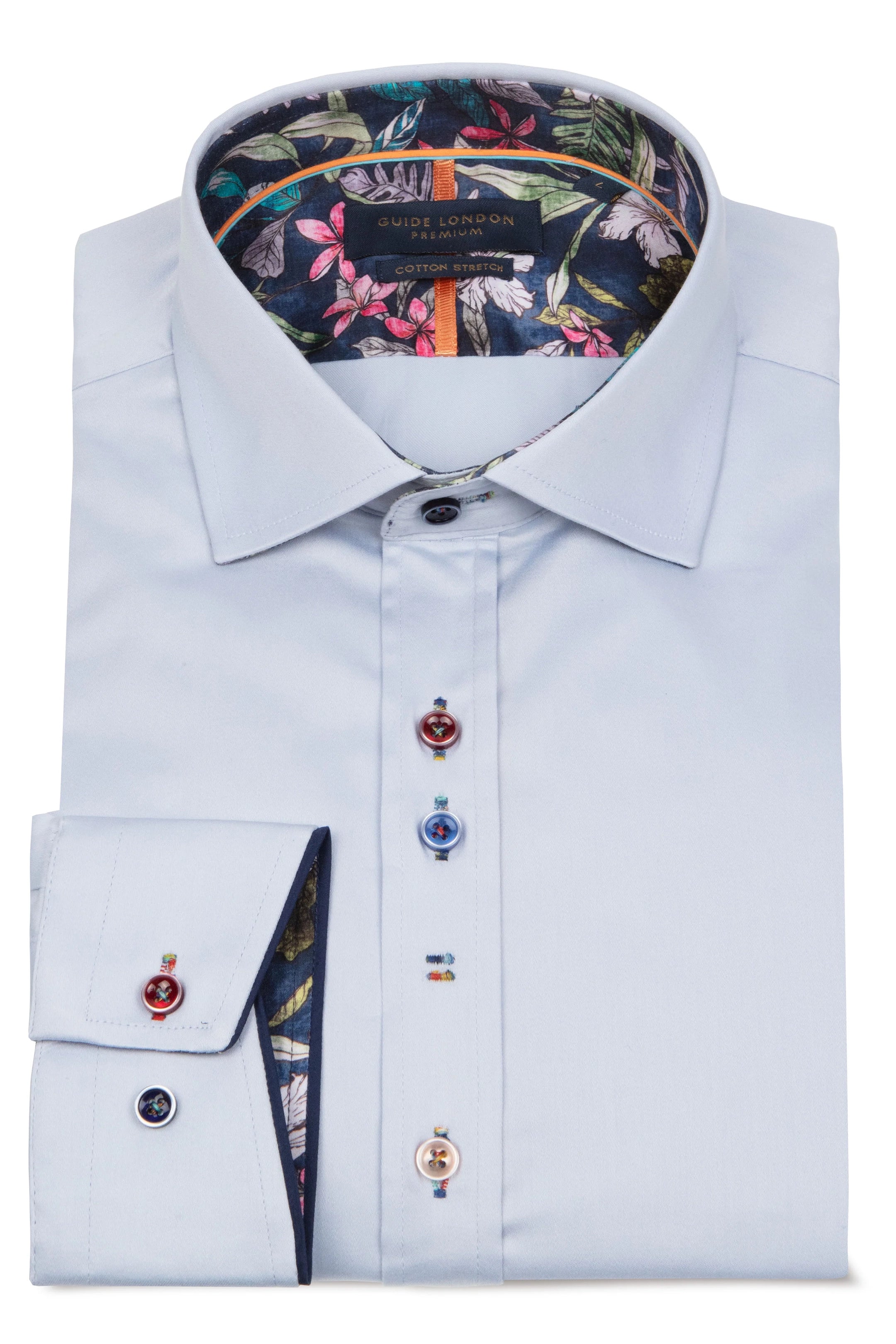 Guide London Leafy Charm Plain Navy Shirt