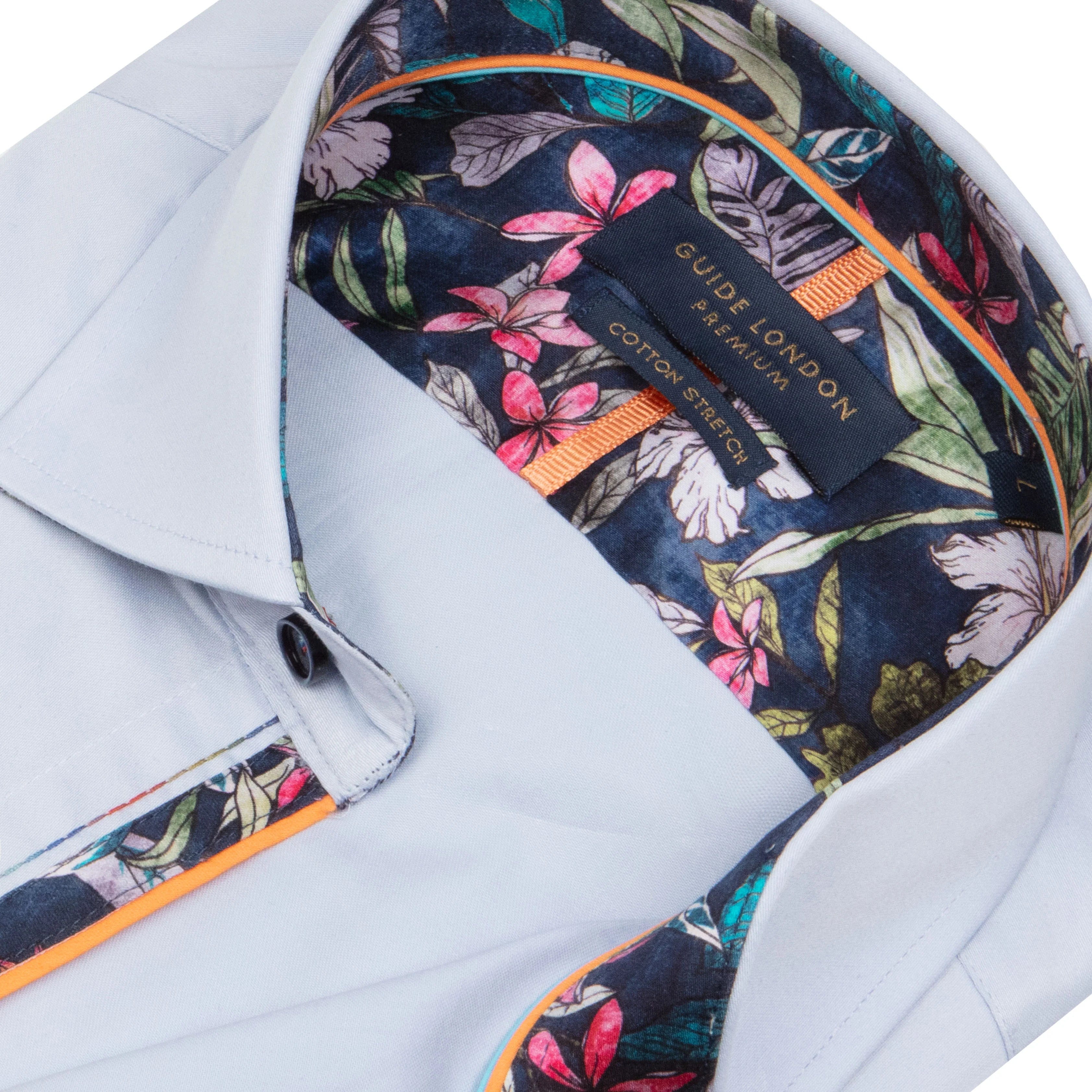 Guide London Leafy Charm Plain Navy Shirt