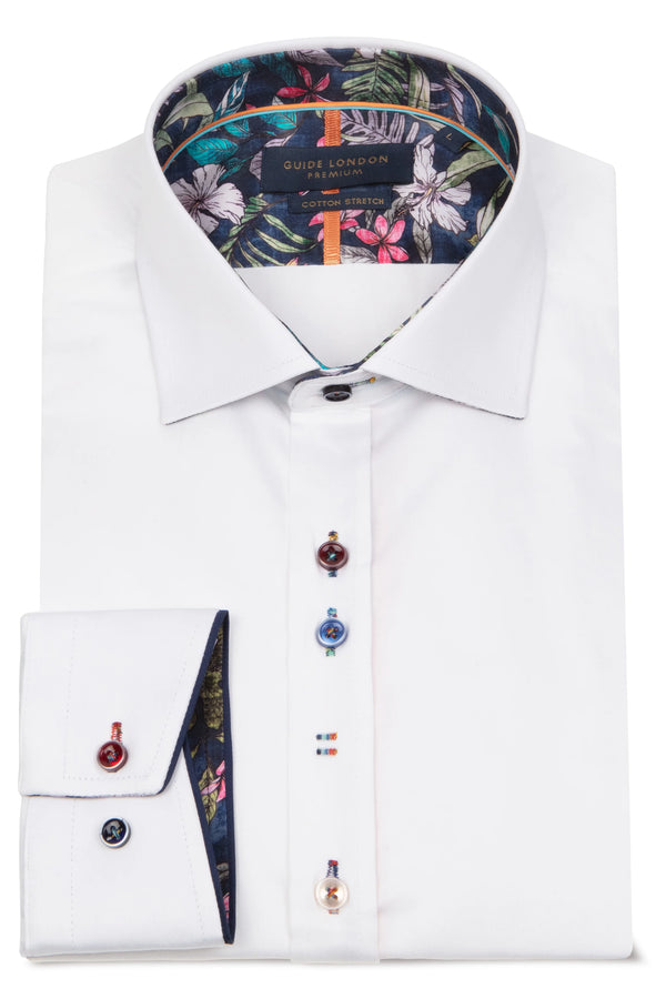 Guide London Leafy Charm Plain White Shirt