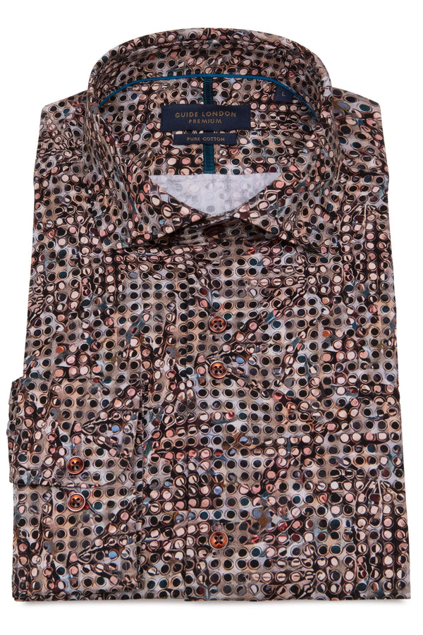 Guide London Earthy Tones Geometric 3D Design Shirt