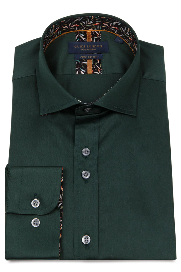 Guide London Plain Floral Trim Bottle Shirt