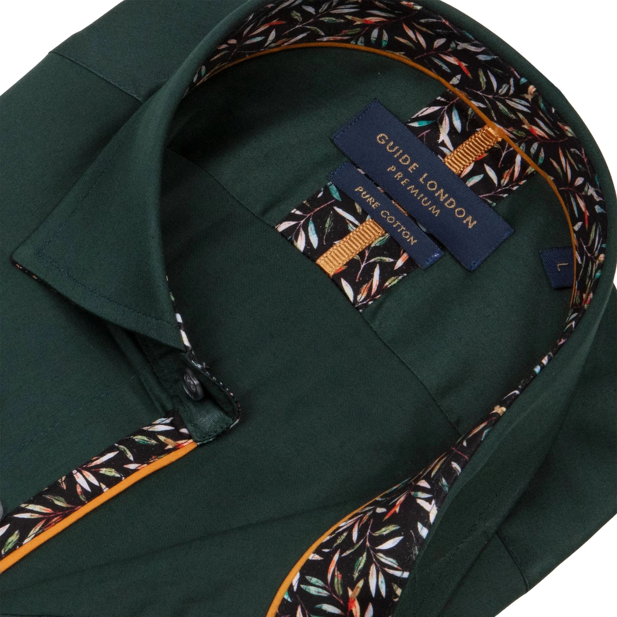 Guide London Plain Floral Trim Bottle Shirt