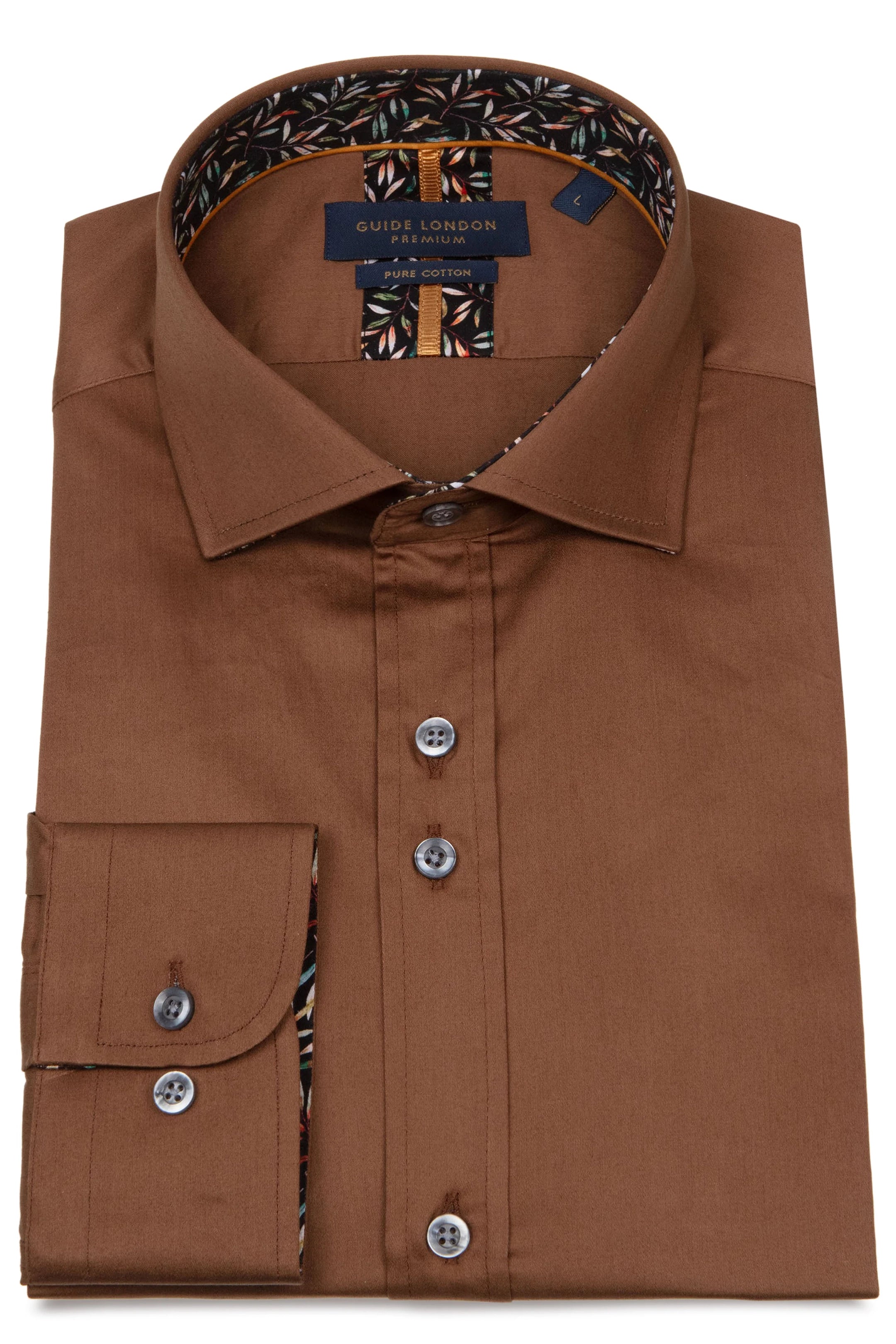 Guide London Plain Floral Trim Bottle Shirt