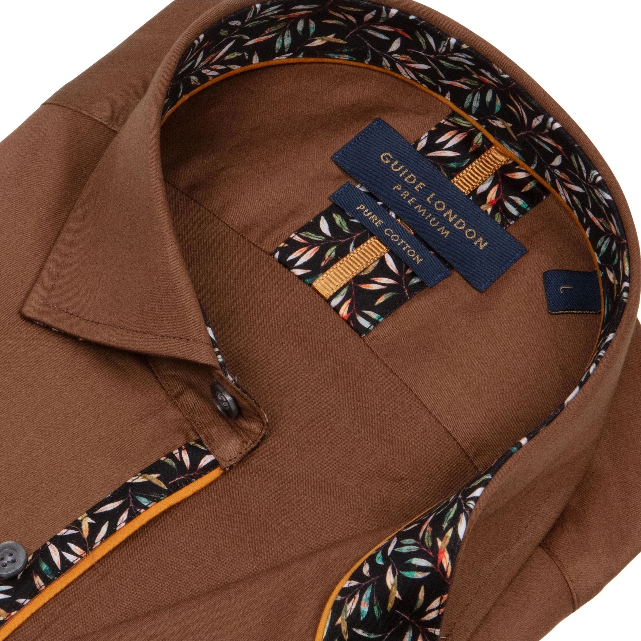 Guide London Plain Floral Trim Bottle Shirt