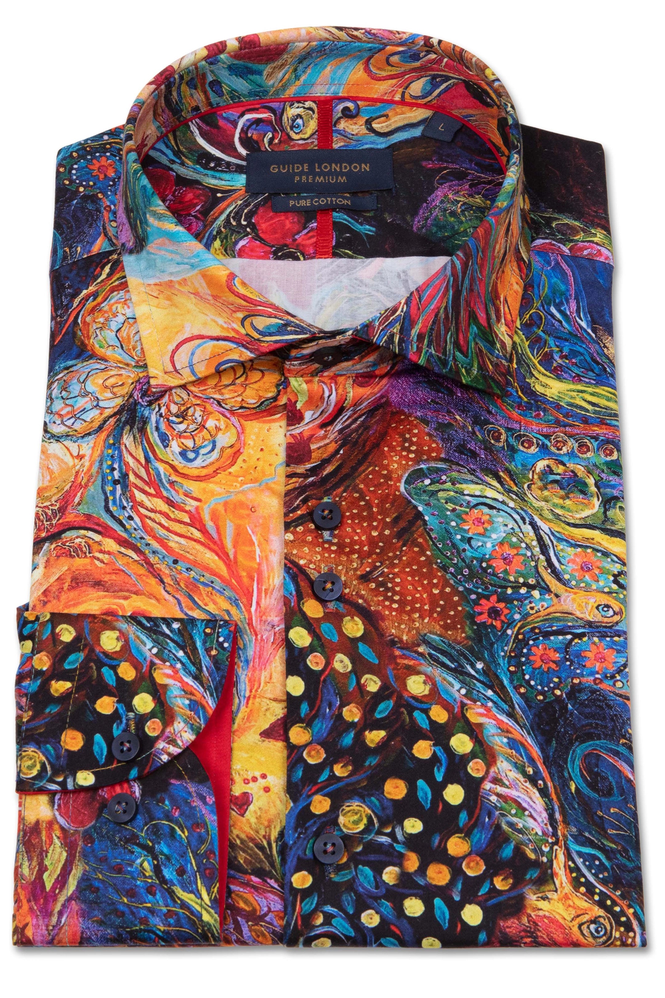 Guide London Peacock Print Long Sleeve Shirt