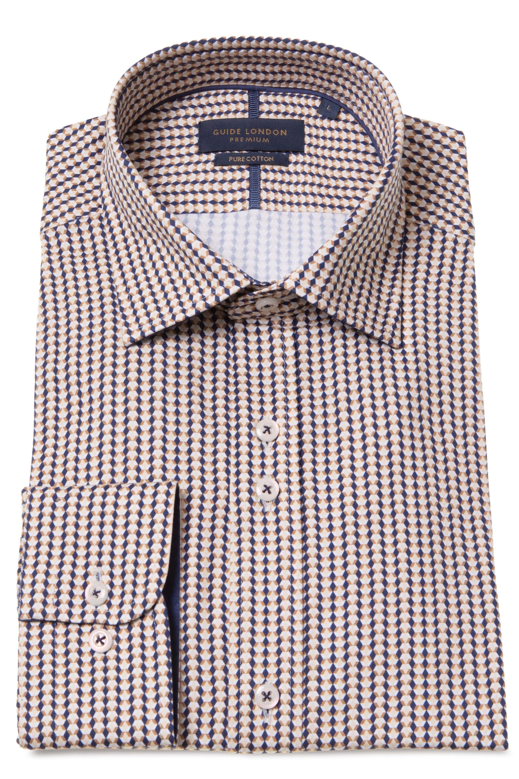 Guide London Navy/Tan Geometric Shirt