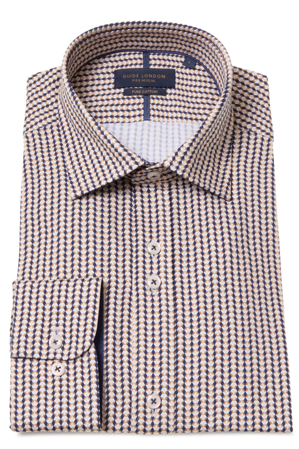 Guide London Navy/Tan Geometric Shirt