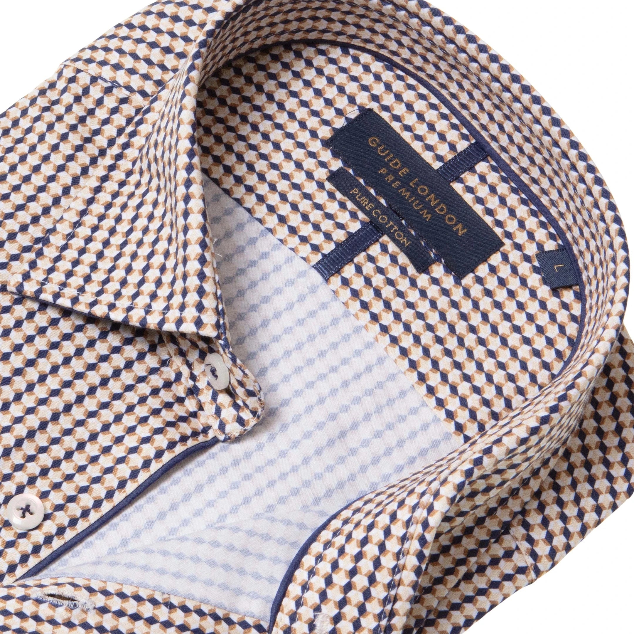 Guide London Navy/Tan Geometric Shirt