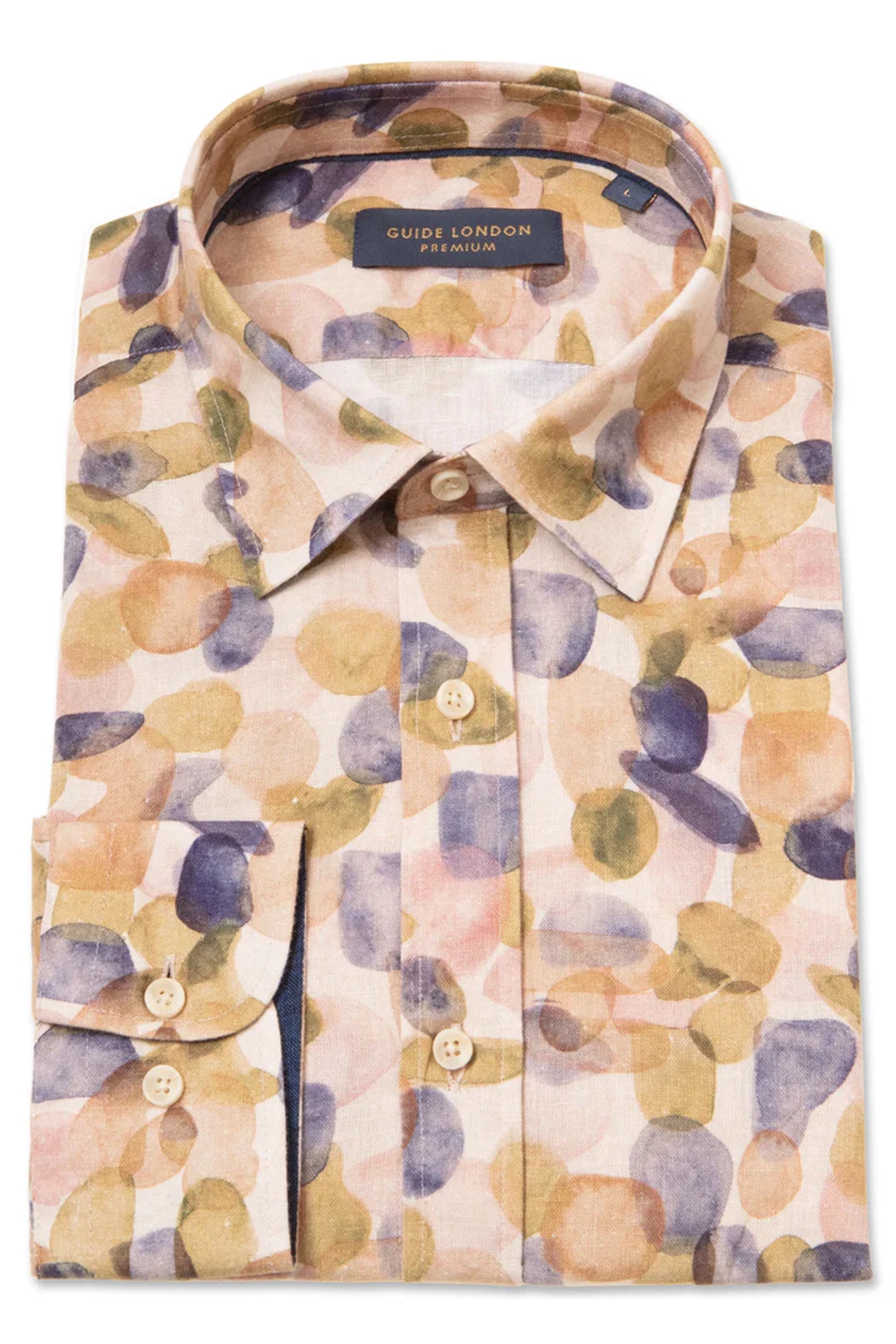 Guide London Abstract Print Beige Shirt