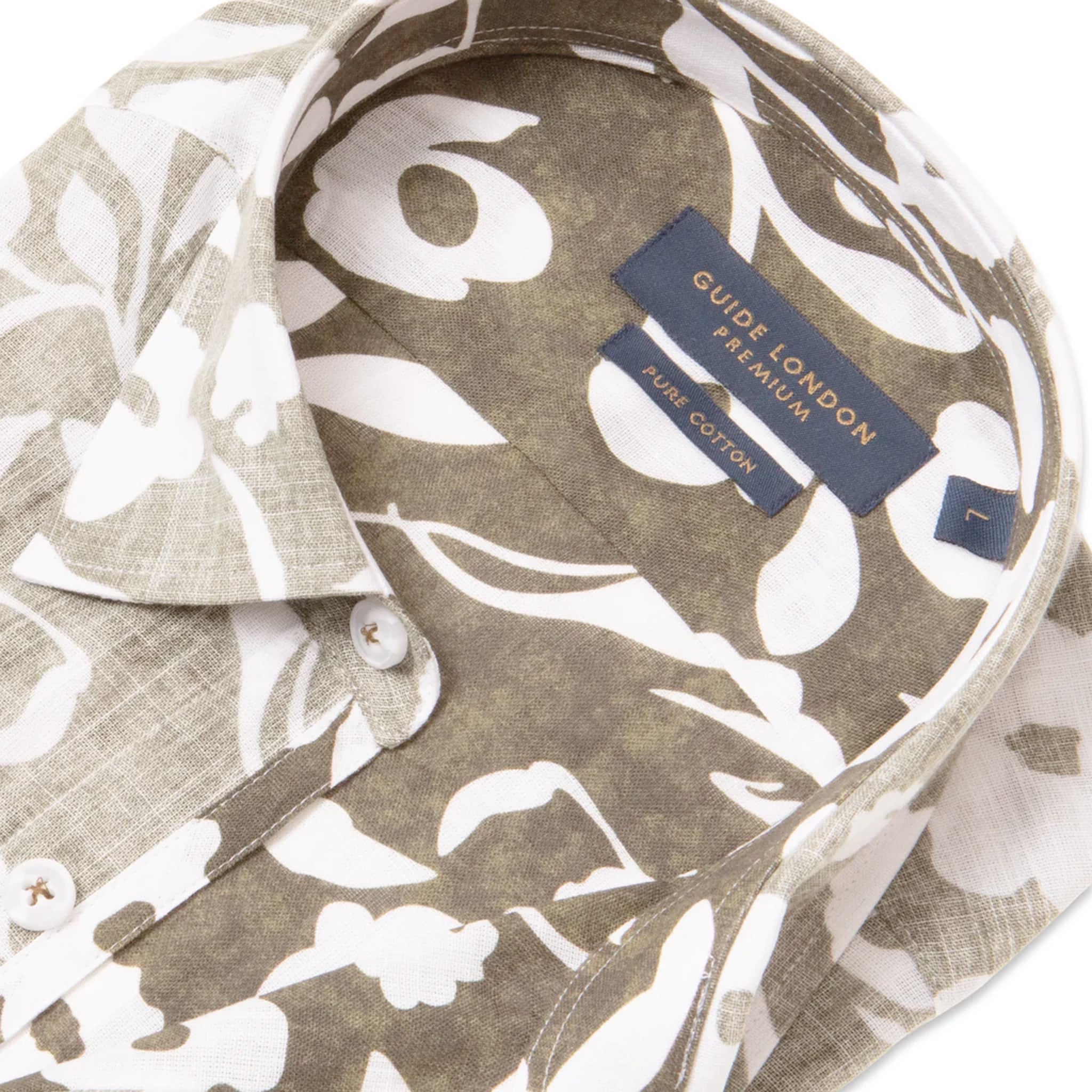 Guide London Reverse Print Cotton Slub Shirt