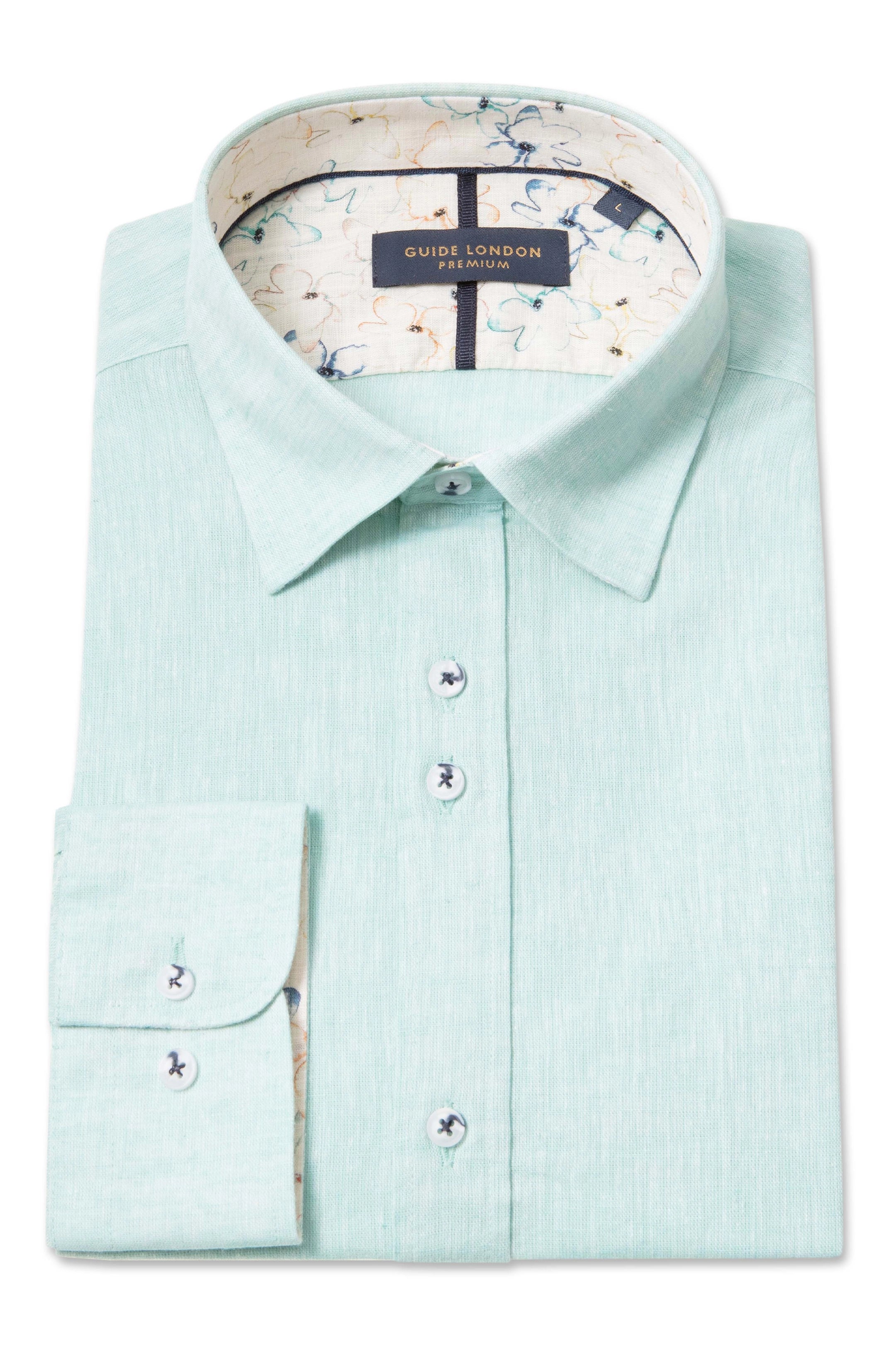 Guide London Linen Blend Turquopise Shirt
